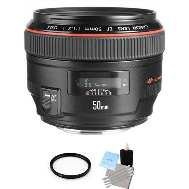 Canon EF 50 mm F/1.2 L USM Lens + UV Filter & Lens Cleaning Kit (International Model)