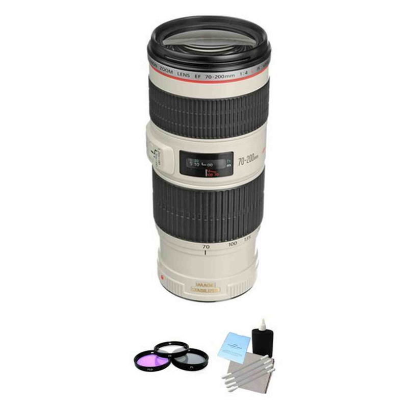 Canon EF 70-200mm F/4.0 IS USM L Lens + UV Kit & Cleaning Kit Bundle (International Model)