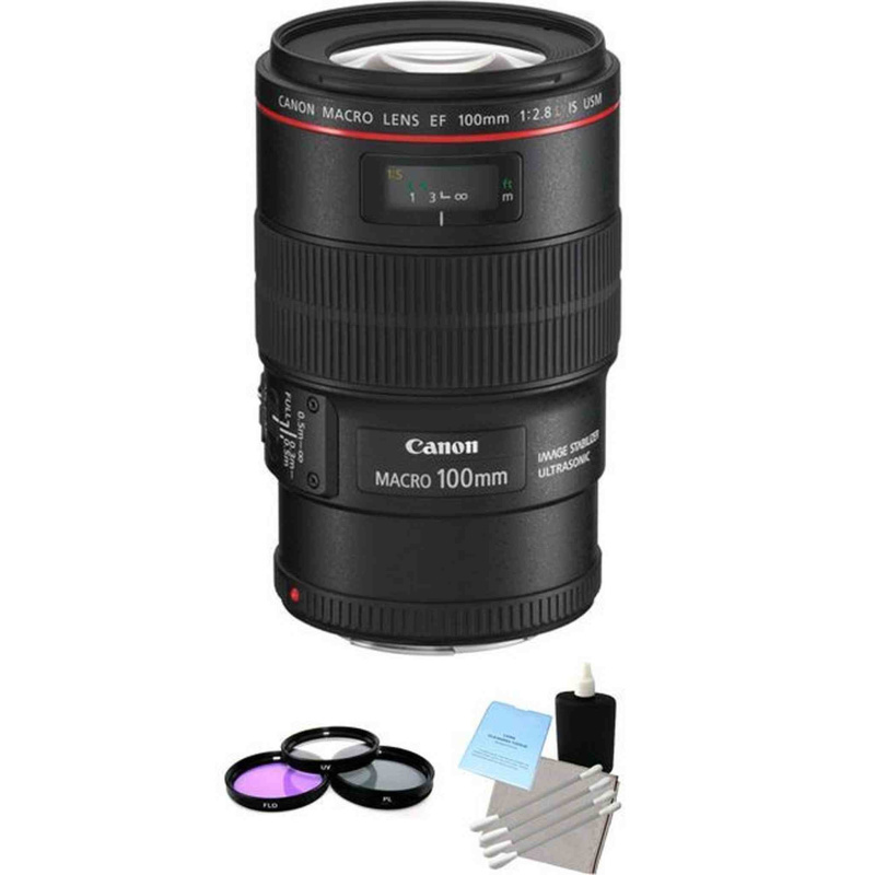 Canon EF 100 mm F/2.8 L IS USM Lens + UV Kit & Cleaning Kit Bundle (International Model)
