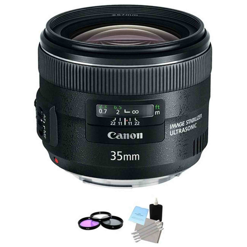 Canon EF 35mm f/2.0 IS USM Standard Prime Lens + UV Kit & Cleaning Kit Bundle (International Model)