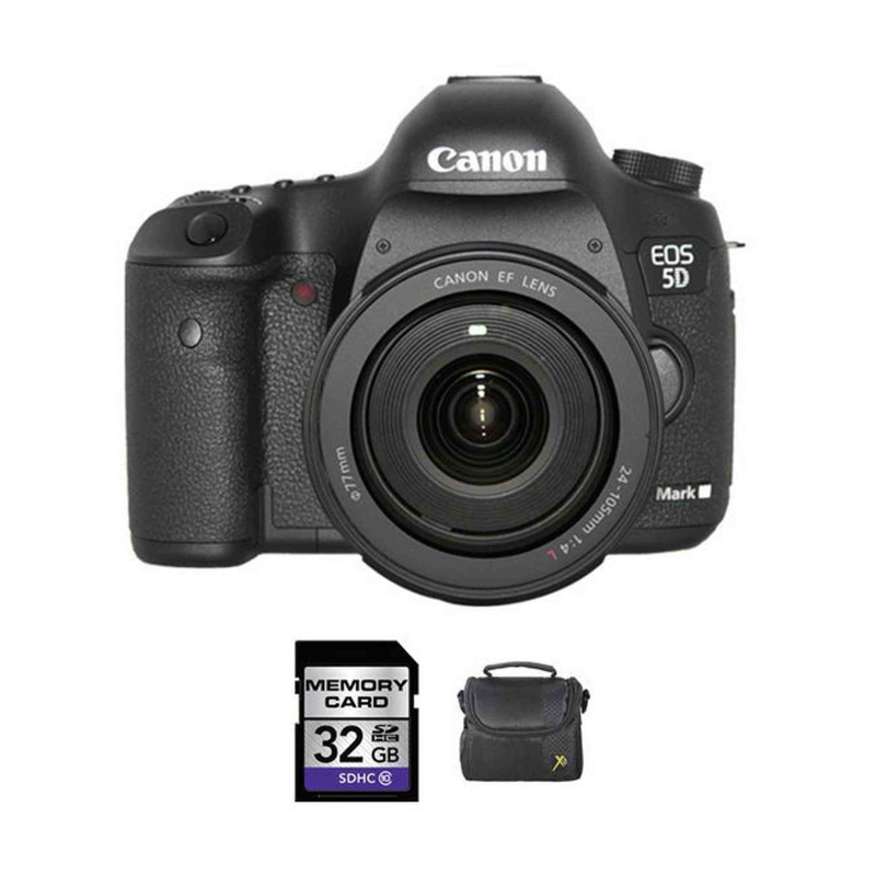Canon EOS 5D Mark III DSLR Camera w/24-105mm Lens + 32GB & Case Bundle (International Model)