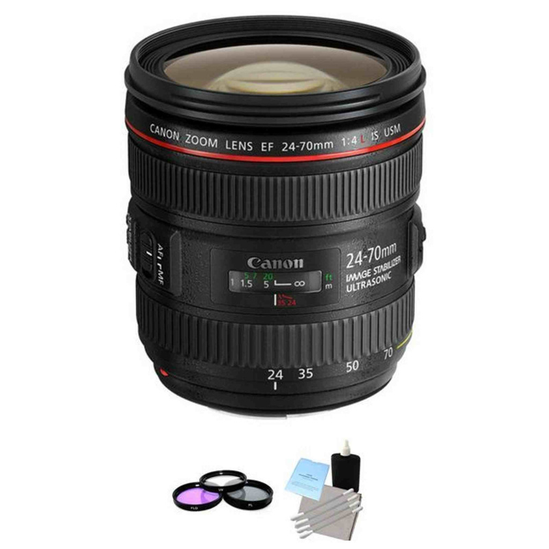 Canon EF 24-70mm F/4.0 USM L IS Lens + UV Kit & Cleaning Bundle (International Model)