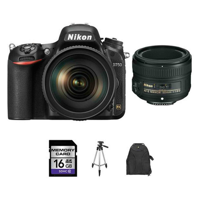 Nikon D750 DSLR Camera w/24-120mm & 50mm Lenses 16GB  Bundle