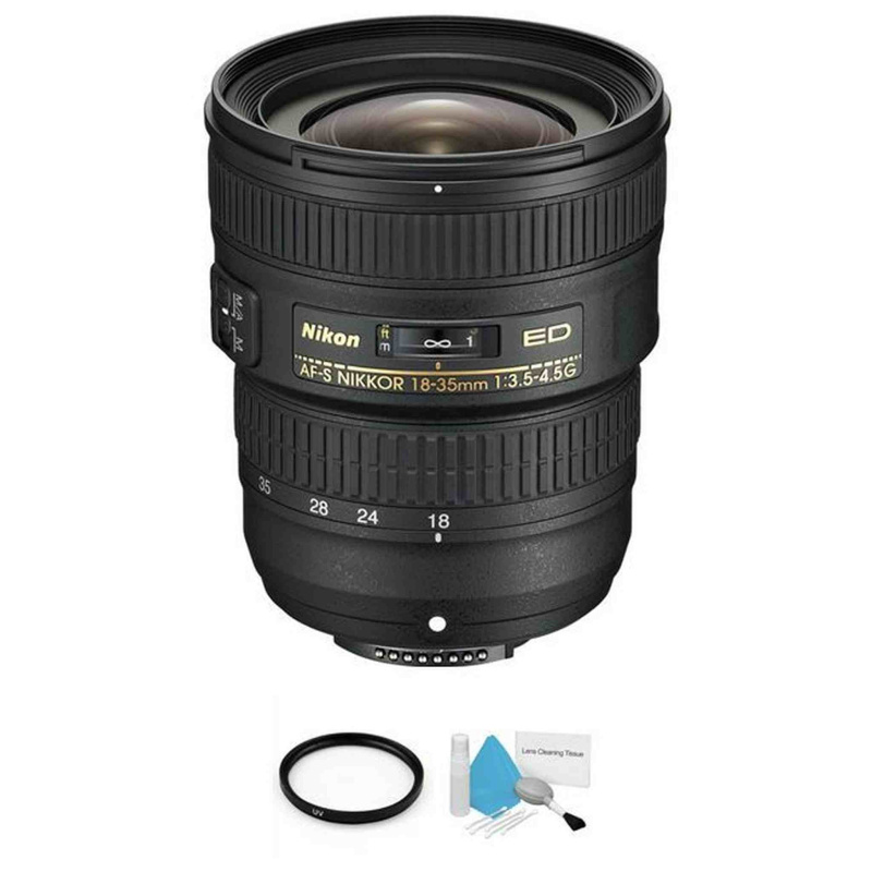Nikon AF-S NIKKOR 18-35mm f/3.5-4.5G ED Lens + UV Filter & Cleaning Kit Bundle