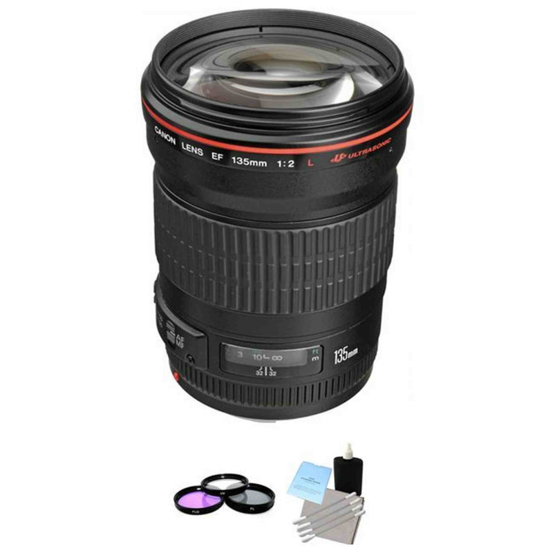 Canon Telephoto EF 135mm f/2.0L USM Autofocus Lens + UV Kit & Cleaning Bundle (International Model)