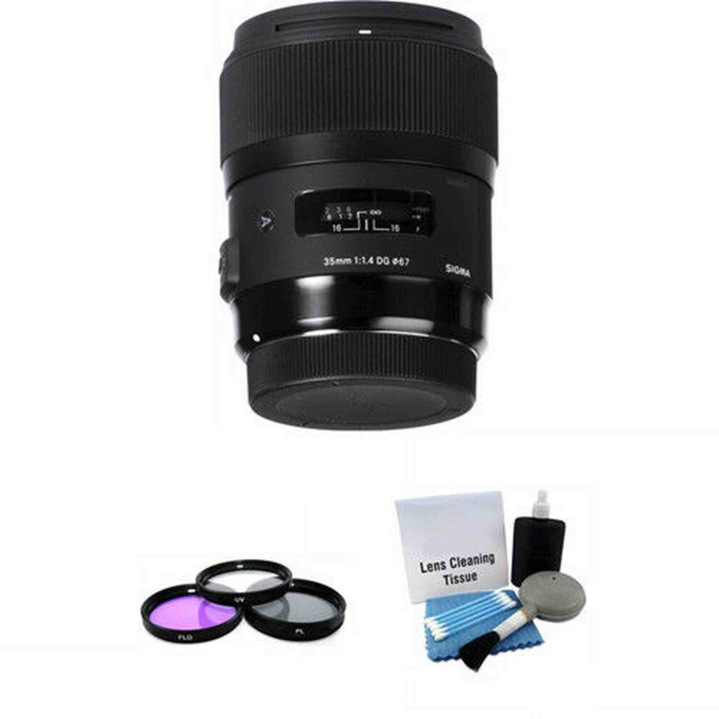 Sigma 35mm F/1.4 HSM DG Lens For Nikon + UV Kit & Cleaning Kit Bundle