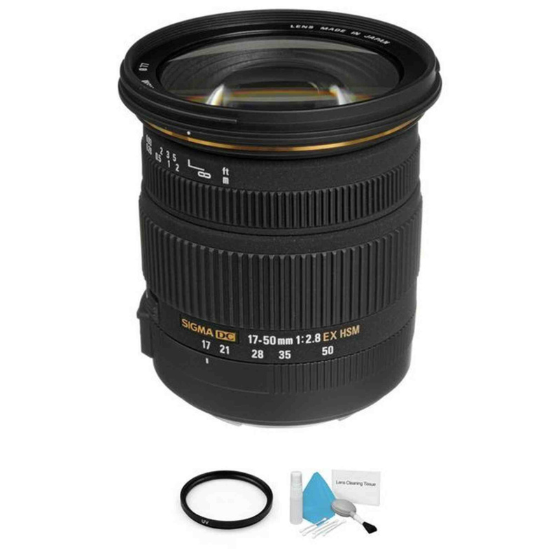 Sigma EX 17-50mm F/2.8 DC OS HSM Lens For Canon + UV Filter & Cleaning Kit Bundle (International Model)