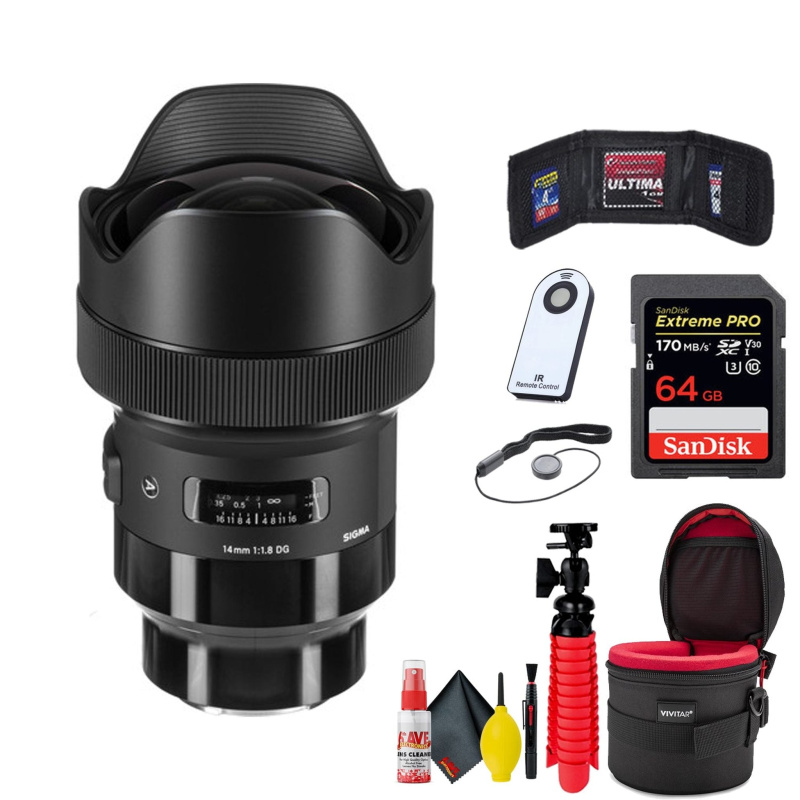 Sigma 14mm f/1.8 DG HSM Art Lens for Sony E (Extreme Bundle) With Accessories