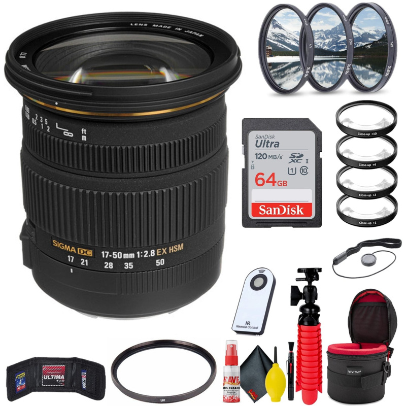 Sigma 17-50mm f/2.8 EX DC OS HSM Lens for Canon EF With Accessories (International Model)