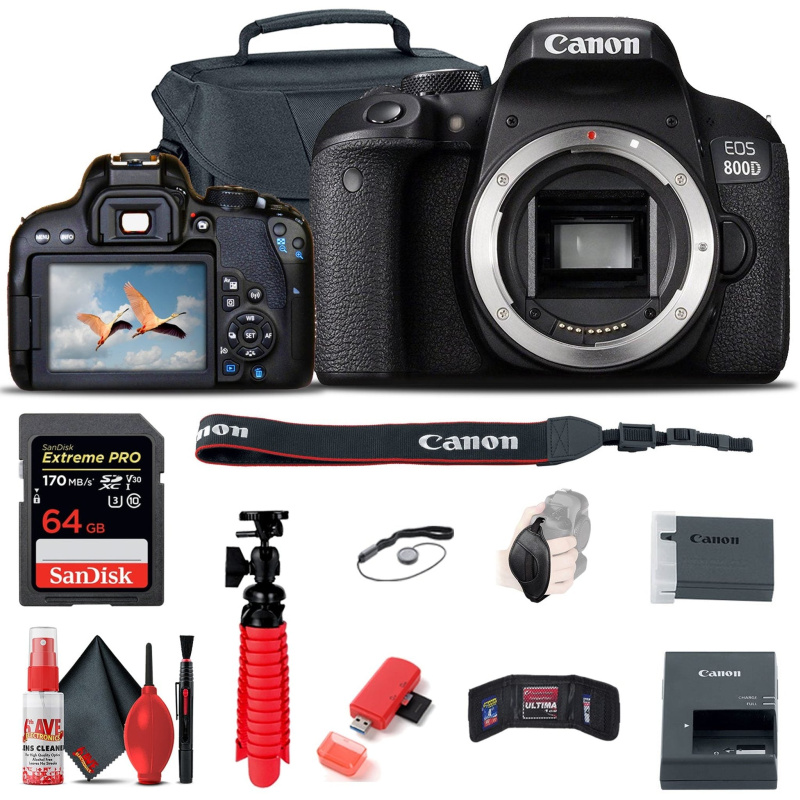 Canon EOS Rebel 800D / T7i DSLR Camera + 64GB Memory Card + Case + More (International Model)