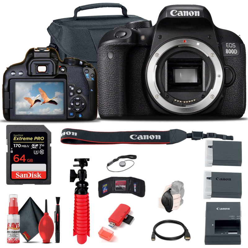 Canon EOS Rebel 800D / T7i DSLR Camera + 64GB Memory Card + Case + More (International Model)