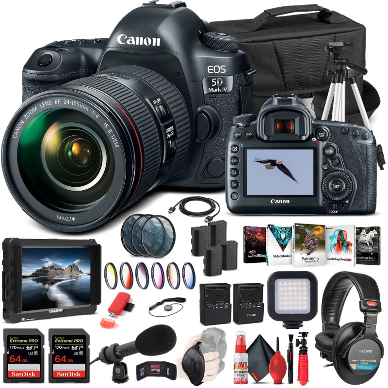 Canon EOS 5D Mark IV DSLR Camera W/ 24-105mm f/4L II Lens 1483C010  - Pro Bundle (International Model)