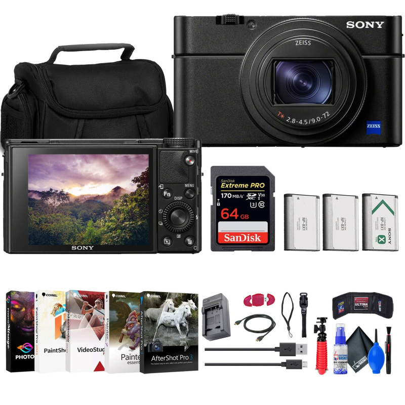 Sony Cyber-shot DSC-RX100 VII Digital Camera + 64GB Card + Case + More