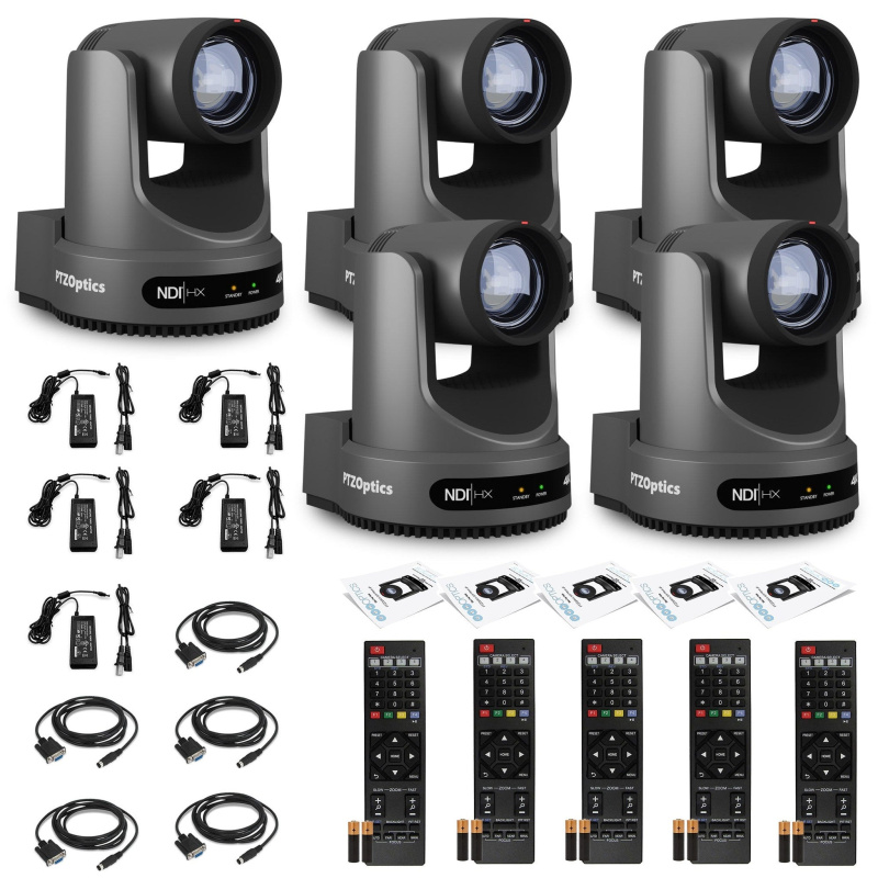 5 x PTZOptics Move 4K PTZ Camera with 20x Zoom (Gray) (PT20X-4K-GY-G3)