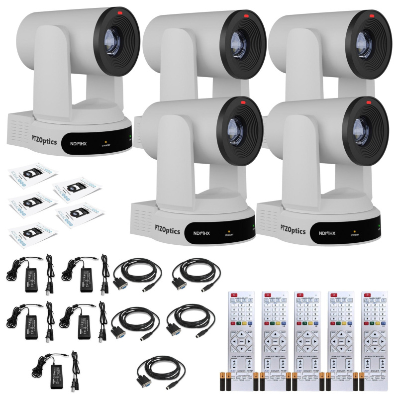 5 x PTZOptics Move 4K PTZ Camera with 30x Zoom (White) (PT30X-4K-WH-G3)
