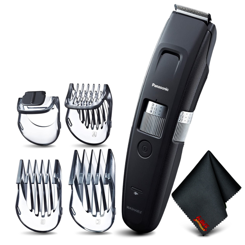 Panasonic Long Beard Trimmer ERGB96K Bundle with 4 Attachments and Cleaning Cloth