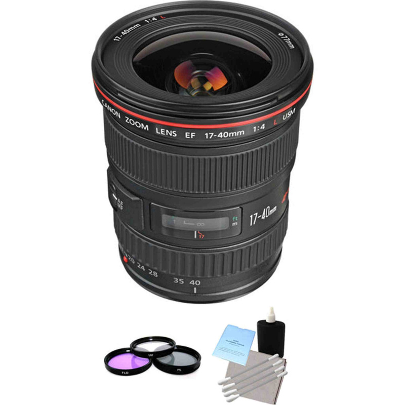 Canon EF 17-40mm F/4.0 L USM Lens + UV Kit & Cleaning Kit Bundle (International Model)