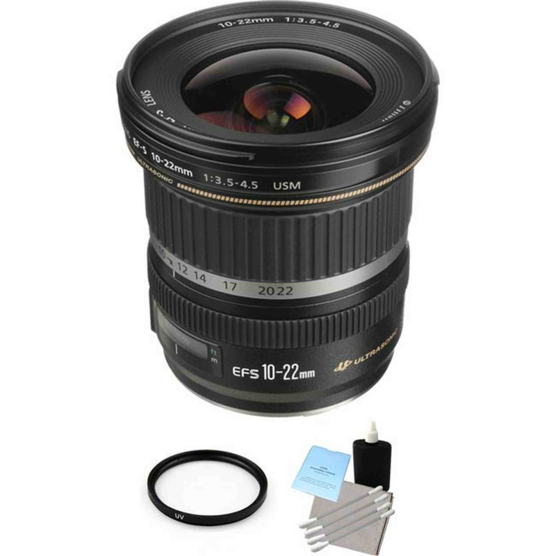 Canon EF-S 10-22mm F/3.5-4.5 USM Lens + UV Filter & Cleaning Kit Base Bundle (International Model)