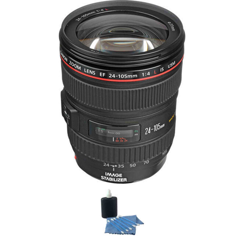 Canon EF 24-105mm f/4L IS USM Lens w/Cleaning Kit Pro Bundle (International Model)