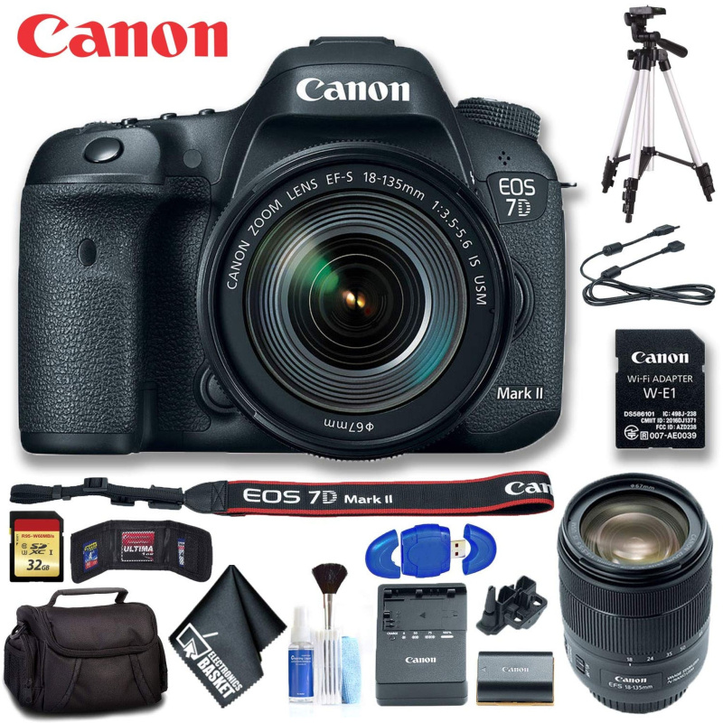 Canon EOS 7D Mark II DSLR Camera with 18-135mm f/3.5-5.6 IS USM Lens & W-E1 Wi-Fi Adapter (Intl Model) Ultimate Bundle (International Model)