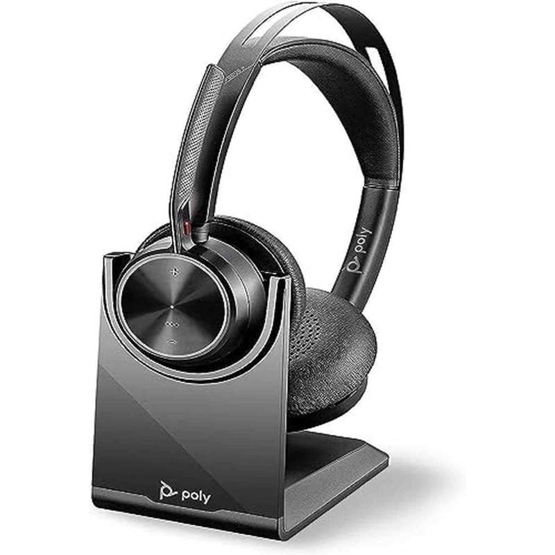 Poly - Voyager Focus 2 UC USB-A Headset with Stand (Plantronics) - Bluetooth Stereo Headset with Boom Mic - USB-A PC/Mac Compatible - Active Noise Can