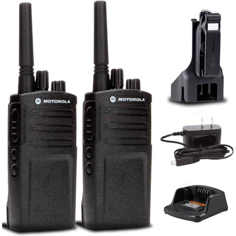 2 x Motorola RMV2080 On-Site 2-Way Business Radio + Mic Cleaner Spray + More