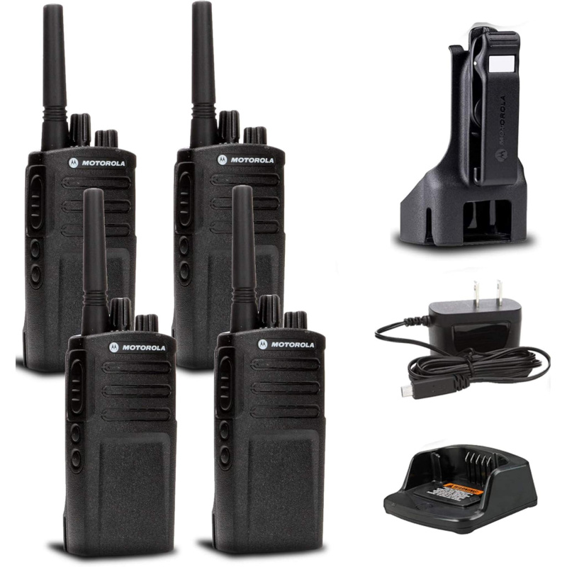 4 x Motorola RMV2080 On-Site 2-Way Business Radio + Mic Cleaner Spray + More