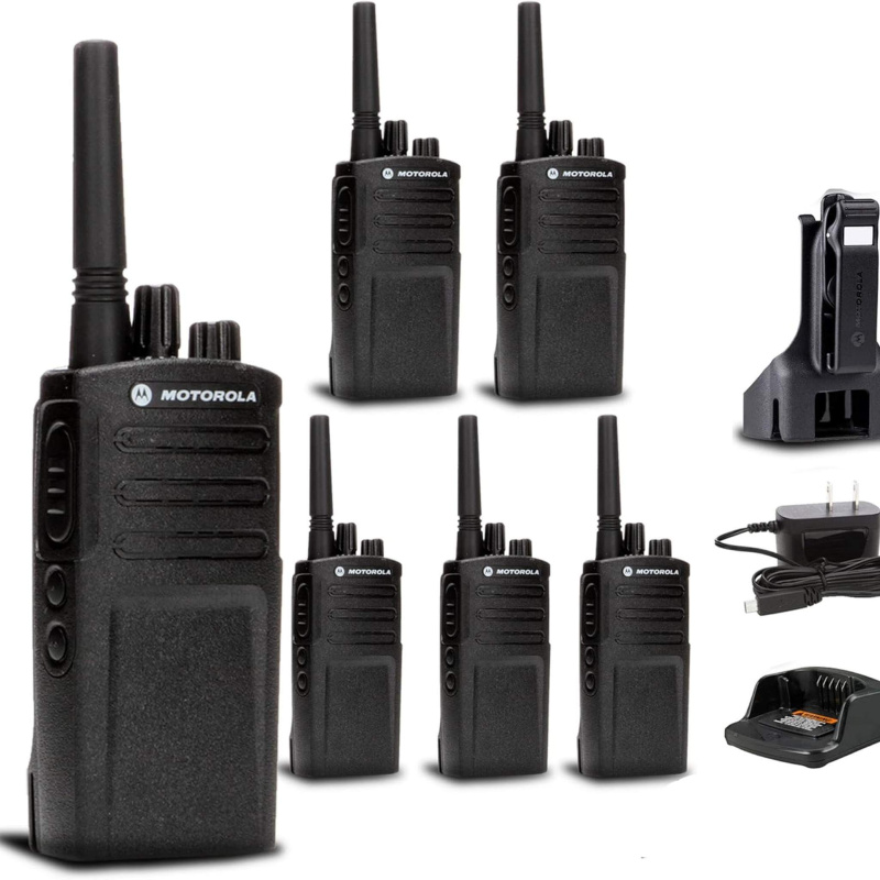 6 x Motorola RMV2080 On-Site 2-Way Business Radio  + Mic Cleaner Spray + More