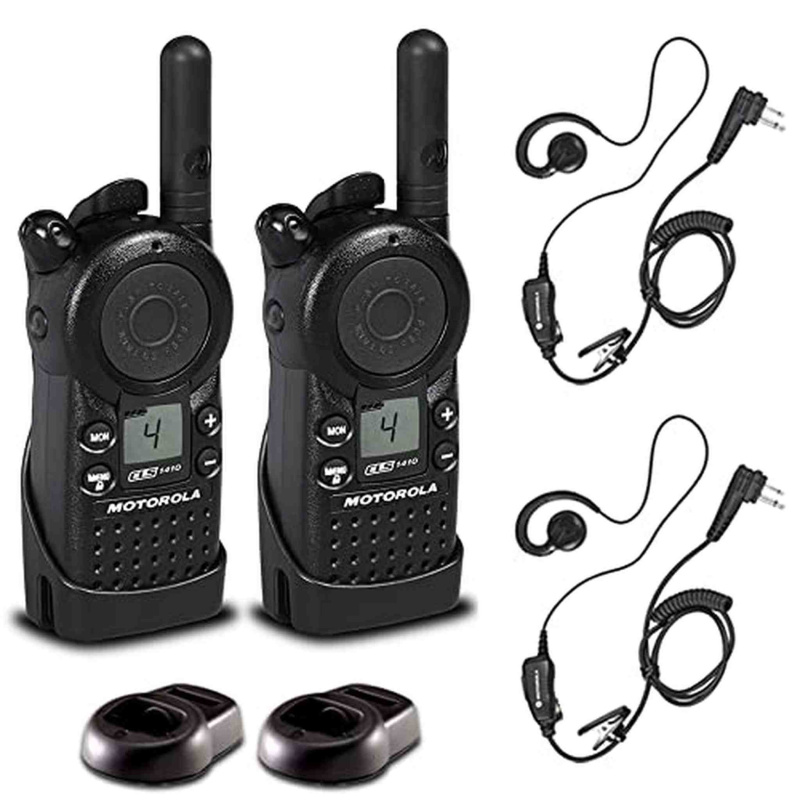 2 x Motorola CLS1410 UHF 1 W 4-Channel 2-Way Radio - 2 Pack With Mic Bundle