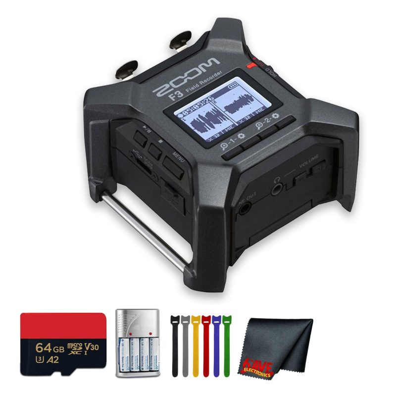 Zoom F3 2-Input / 2-Track Field Recorder Bundle