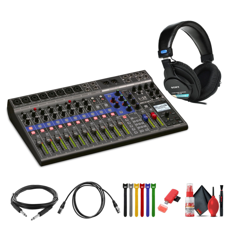 Zoom LiveTrak L-12-12-Channel Digital Mixer + MDR-7506 Headphones, Bundle