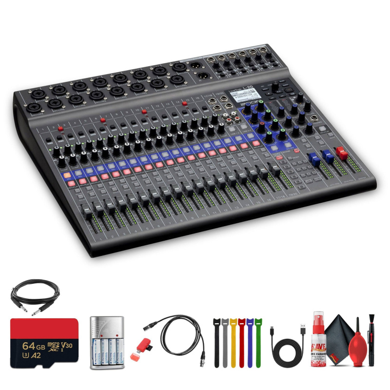Zoom LiveTrak L-20-20-Input Digital Mixer Bundle