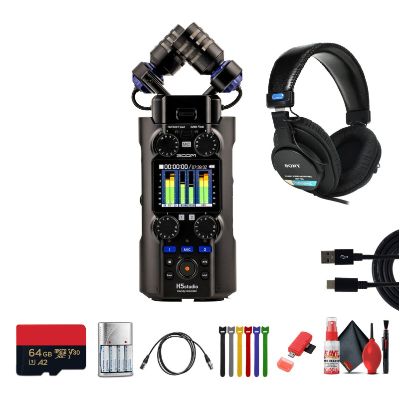 Zoom H5studio 4-Track Handy Recorder + MDR-7506 Stereo Headphones, Bundle