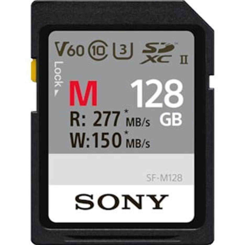 Sony M Series SDXC UHS-II Card 128GB, V60, CL10, U3, Max R277MB/S, W150MB/S (SF-M128/T2)