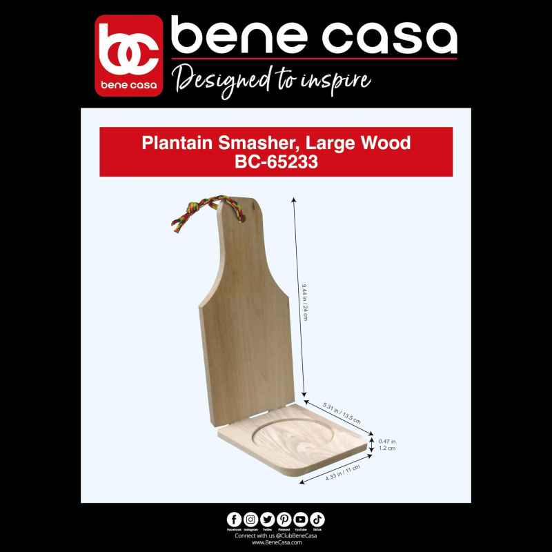 Bene Casa Wood Tostonera for Plantains, Large