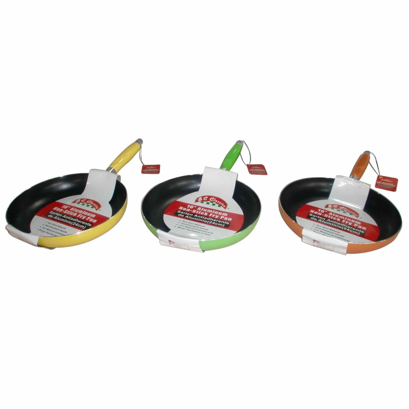 Fry Pan 10" Nonstick Assorted Colors (Yellow, Orange, Green)