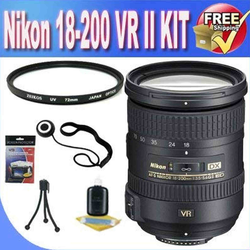 18-200mm f/3.5-5.6G AF-S ED VR II Nikkor Telephoto Zoom Lens for Nikon DX-Format Digital SLR Camera (White Box) Accessory Saver Bundle