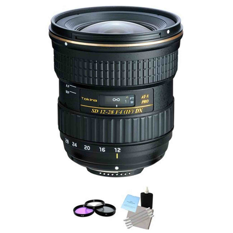 Tokina AT-X PRO 12-28mm F/4.0 AF DX Lens For Canon + UV kIT & Cleaning Kit Bundle (International Model)