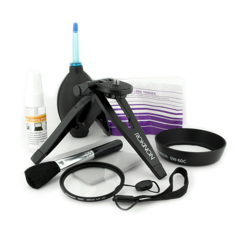 Rokinon EACK-C Essential Accessory Kit for Canon DSLR Cameras and Lenses Rebel SL1 T2i T3 T3i T4i T5 T5i XSi XT EOS 60D 600D 70D 18-55mm (Black) (Inte