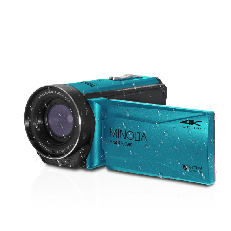 Minolta MN4K300WP 4K Ultra HD / 56 MP Waterproof Camcorder - Blue