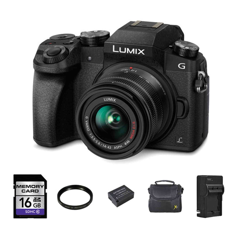 Panasonic DMC-G7 Mirrorless Camera w/14-42mm Lens + 2 Batteries, 16GB & More Bundle