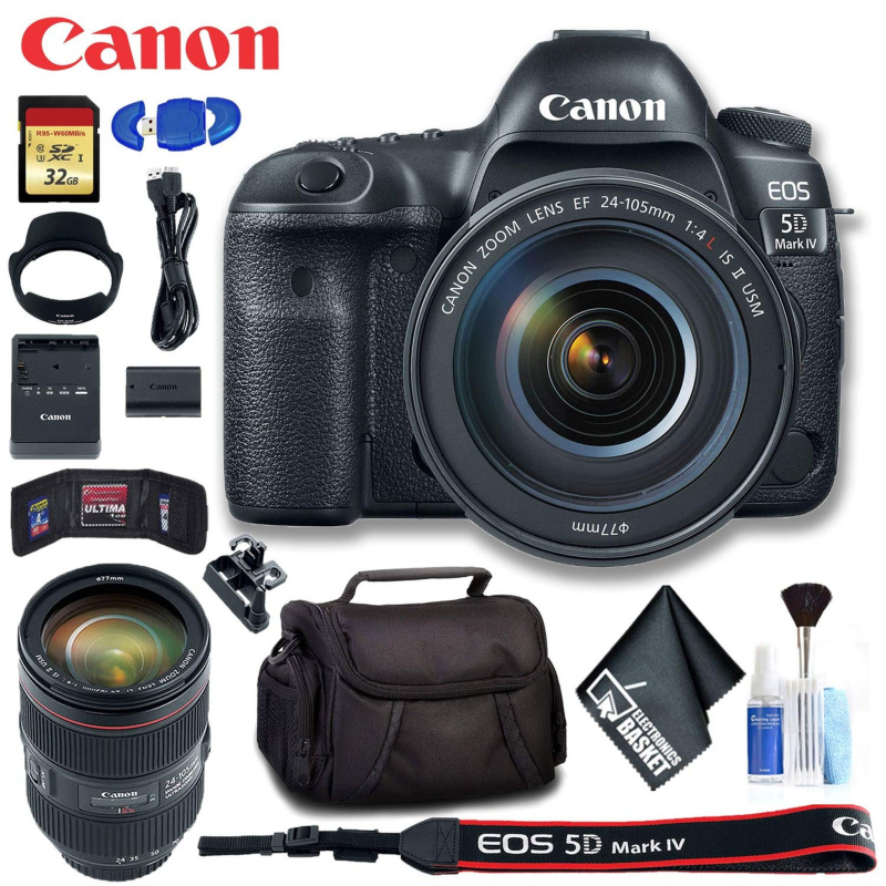 Canon EOS 5D Mark IV DSLR Camera with 24-105mm f/4L II Lens (Intl Model) Deluxe Bundle (International Model)