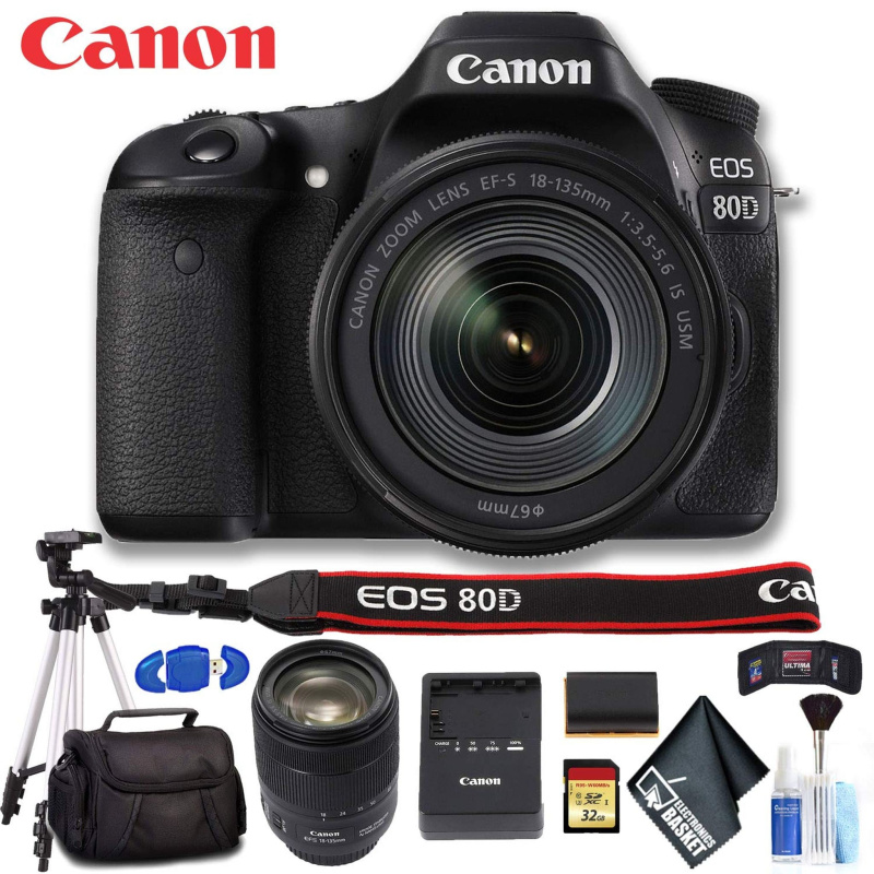 Canon EOS 80D DSLR Camera with 18-135mm Lens (Intl Model) Ultimate Bundle (International Model)