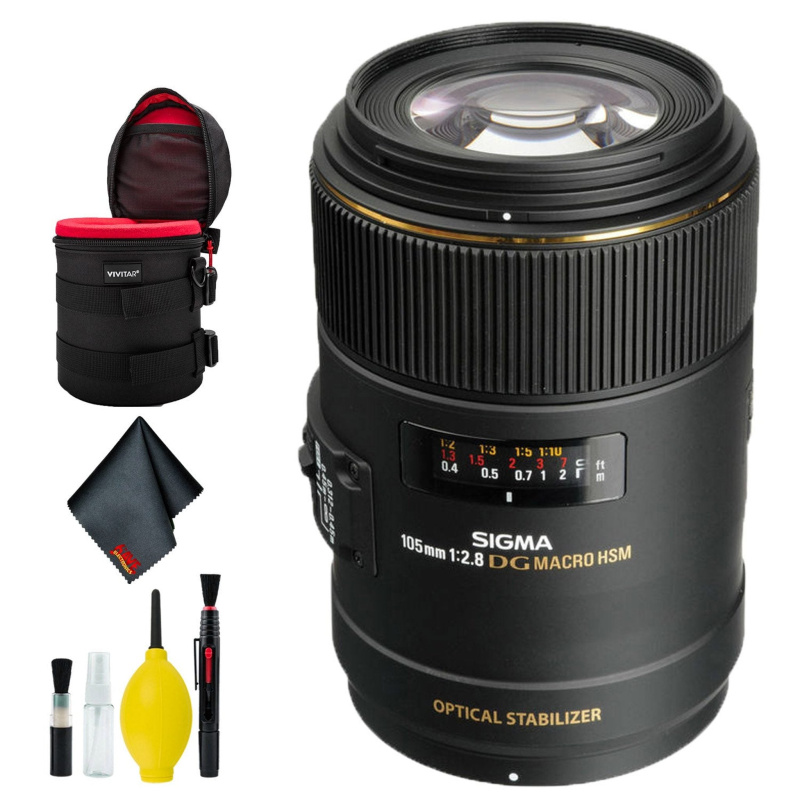 Sigma 105mm f/2.8 EX DG OS HSM Macro Lens for Nikon F (Intl) Deluxe Bundle