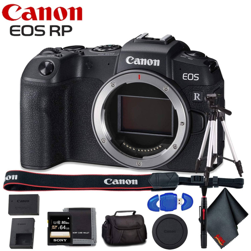 Canon EOS RP Mirrorless Digital Camera (Body Only) - Includes - Cleaning Kit, Memory Card Kit, Carrying Case Bundle (International Model)