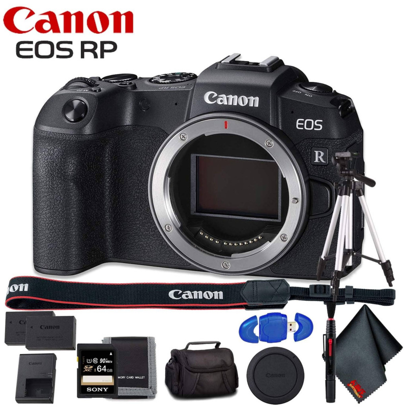 Canon EOS RP Mirrorless Digital Camera (Body Only) - Includes - Extra Battery Pack, Cleaning Kit, Memory Card Kit, Carry (International Model)