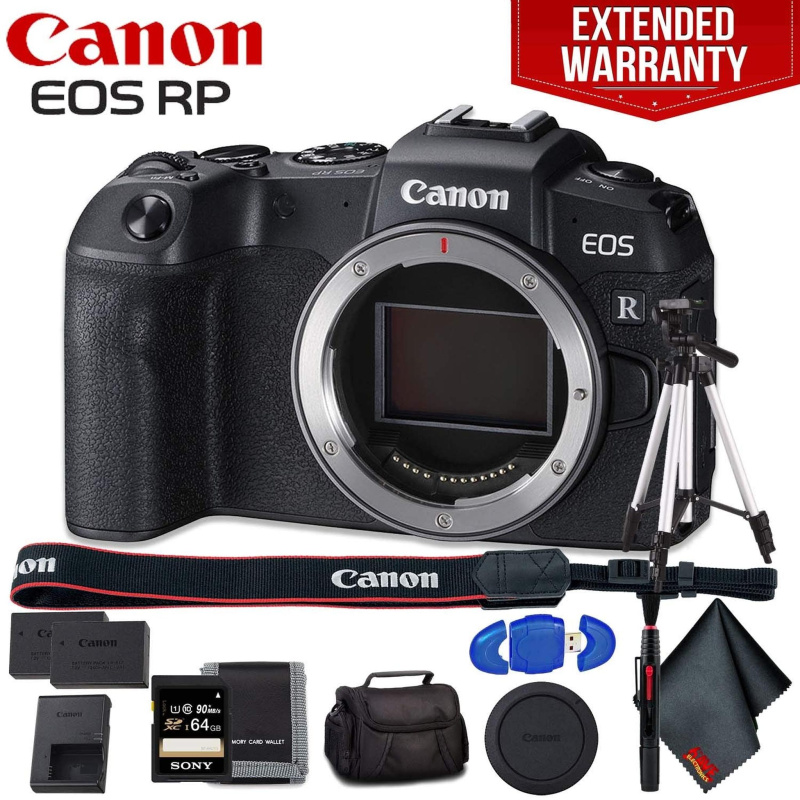 Canon EOS RP Mirrorless Digital Camera (Body Only) - Includes - Extra Battery Pack, Cleaning Kit, Memory Card Kit, Carry (International Model)