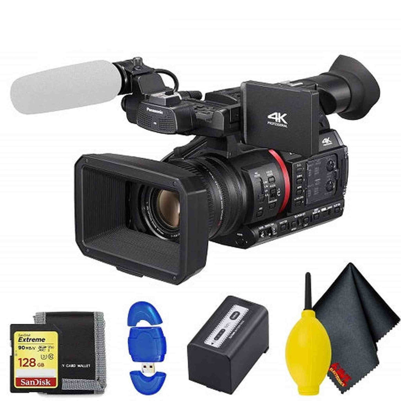 Panasonic AG-CX350 4K Camcorder Accessory Bundle with Cleaning Kit and Memory Card Kit