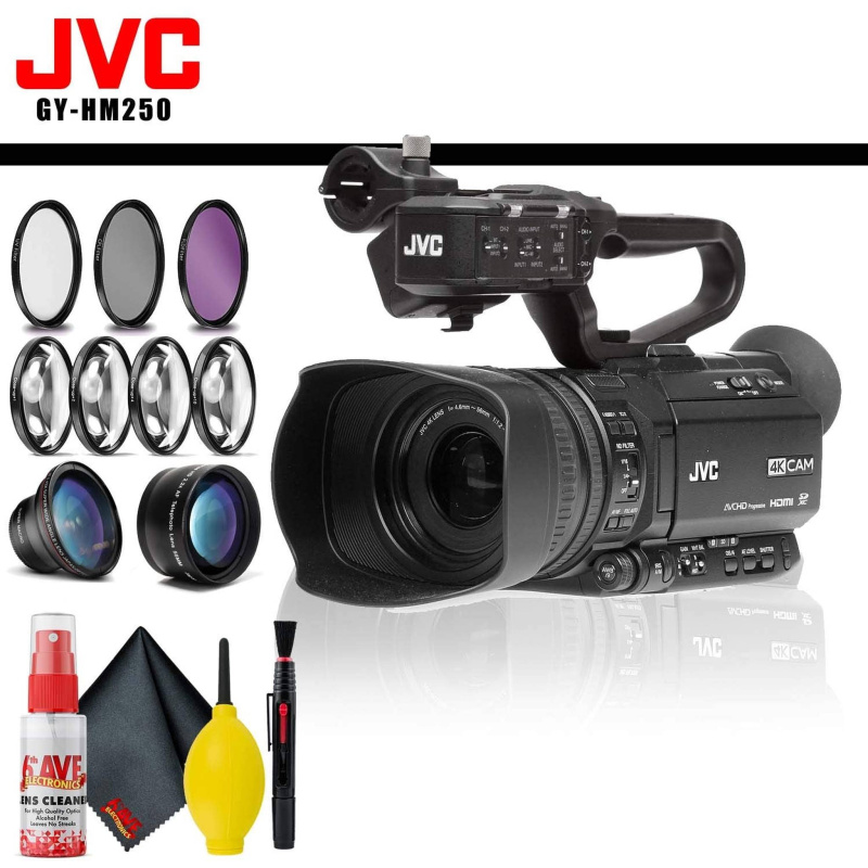 JVC UHD 4K Streaming Camcorder with Built-in Lower-Thirds Graphics + Filter Kit + Cleaning Kit