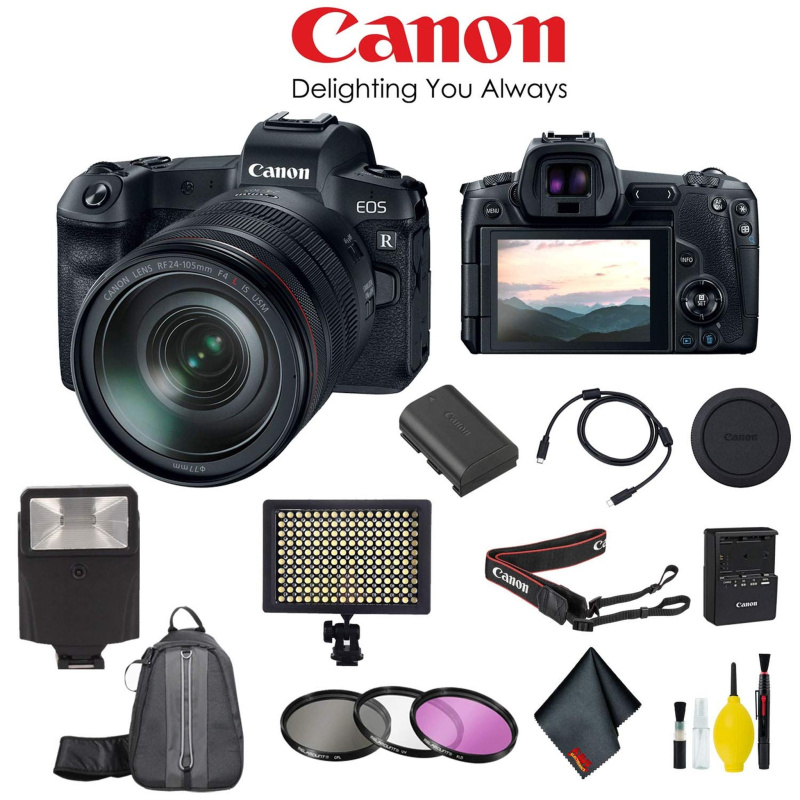 Canon EOS R Mirrorless Digital Camera with RF 24-105 F4 L is USM Lens and Mount Adapter EF-EOS R Kit, International - Da (International Model)
